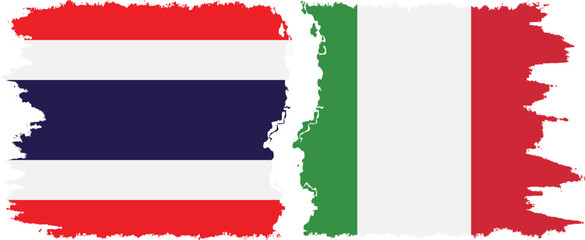 Italy and Thailand grunge flags connection vector