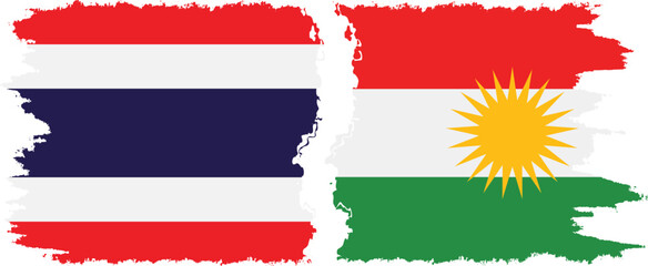 Kurdistan and Thailand grunge flags connection vector - obrazy, fototapety, plakaty