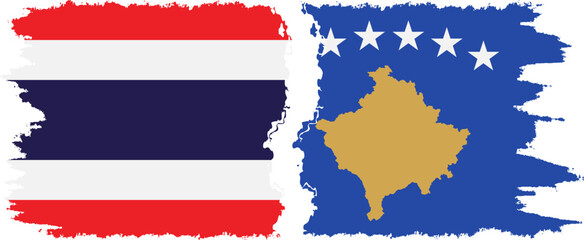 Kosovo and Thailand grunge flags connection vector