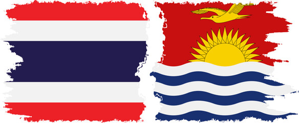 Fototapeta premium Kiribati and Thailand grunge flags connection vector