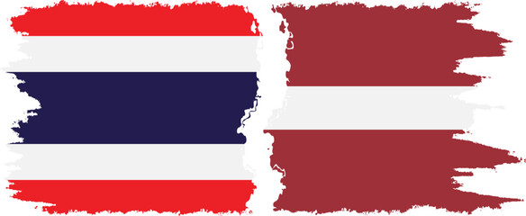 Latvia and Thailand grunge flags connection vector - obrazy, fototapety, plakaty