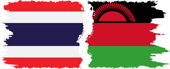 Malawi and Thailand grunge flags connection vector