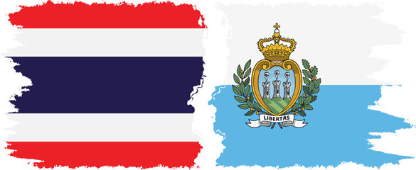San Marino and Thailand grunge flags connection vector