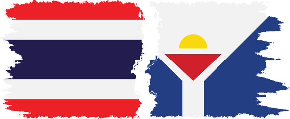 Saint Martin and Thailand grunge flags connection vector