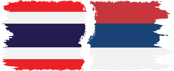 Serbia and Thailand grunge flags connection vector