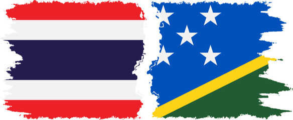 Solomon Islands and Thailand grunge flags connection vector