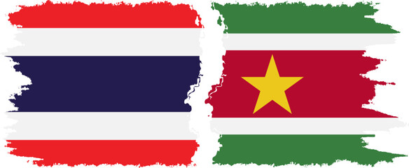 Suriname and Thailand grunge flags connection vector