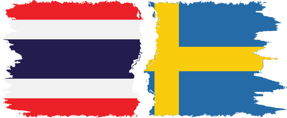 Fototapeta premium Sweden and Thailand grunge flags connection vector