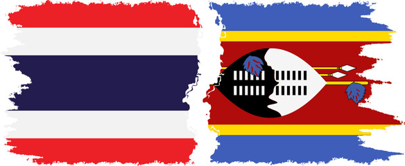 eSwatini and Thailand grunge flags connection vector