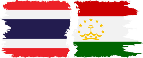 Tajikistan and Thailand grunge flags connection vector