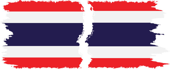 Thailand and Thailand grunge flags connection vector
