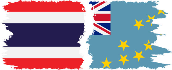 Tuvalu and Thailand grunge flags connection vector