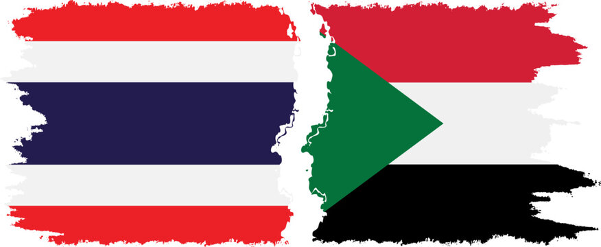 Sudan and Thailand grunge flags connection vector