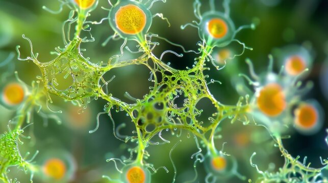 A detailed image of a moss antheridium a structure that produces cells.