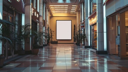 Nature's plea: A blank mockup on the mall wall, framed by soft pastel hues, calls for action to protect our planet.