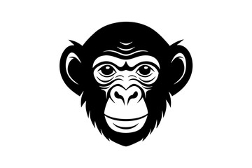 chimpanzee head silhouette vector art illustration