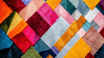 Fototapeta premium Close-up of colorful square pattern of soft carpet