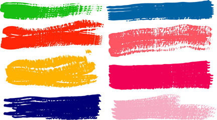 colorfull Grunge Brush Stroke Set, Grunge Paint stripe . Vector brush Stroke . Distressed line banner . Black isolated paintbrush collection . Modern Textured shape . Dry border in Black 