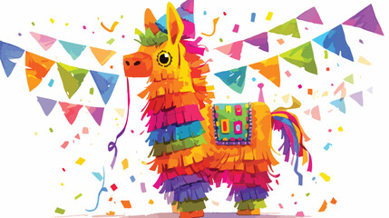 Hand-drawn pinata. Real watercolor drawing. Vector