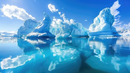 Melting icebergs and glaciers in polar regions - obrazy, fototapety, plakaty