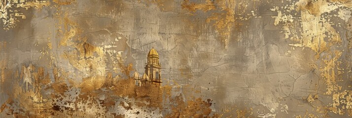 A rustic beige and gold metallic pattern, evoking sandy streets and golden, weathered by time and elements, balances sophistication with a hint of adventure created with Generative AI Technology - obrazy, fototapety, plakaty