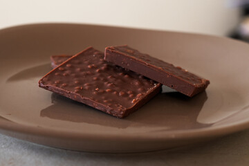 chocolate bar on plate