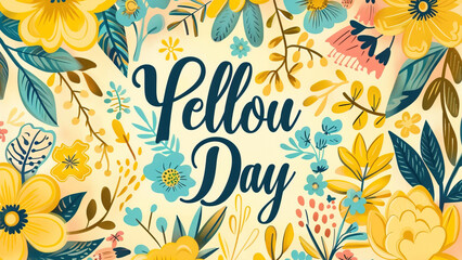 Yellow Day floral background, illustration banner