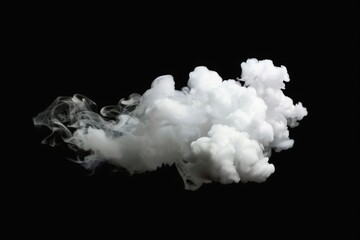 White smoke floating on a black background, white cloud of smoke, Generative AI
