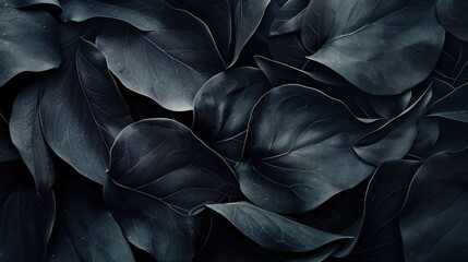 Dark green foliage background featuring lush leaves with intricate texture details. Ideal for...