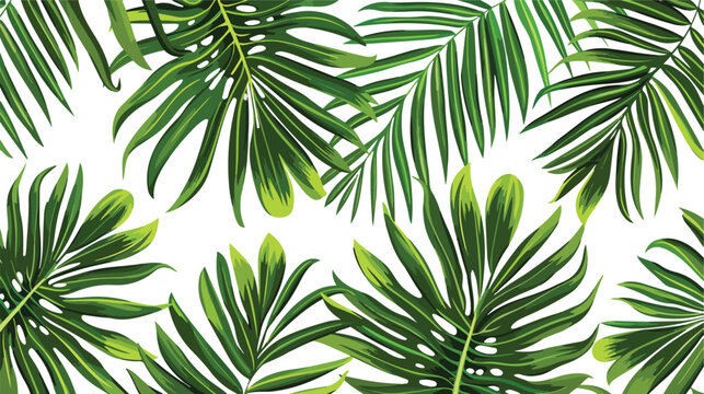 Palm leaves vector seamless pattern Flat design of