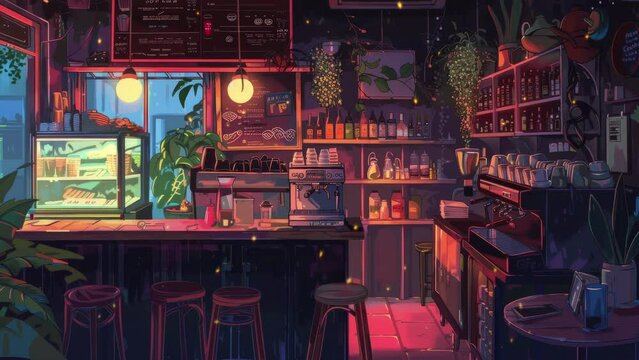 Lofi coffee shop. Lofi