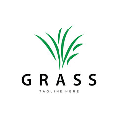 Farm illustration green grass logo design simple natural grass vector template