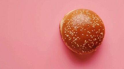 Close-up of a succulent hamburger bun with glistening sesame seeds, isolated on a transparent...