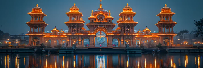 Foto op Canvas church of the savior on spilled blood, Indian Temple at Night on Festival © A