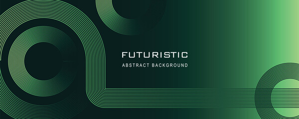 Modern shiny green circle geometric lines background, Abstract lines background, Futuristic technology concept for cover, poster, banner, brochure, header, website  © Milinda