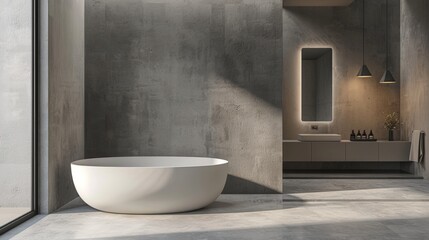 Luxurious modern bathroom with bathtub, Modern Design Interior.