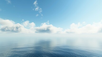 Fototapeta premium ocean horizon by day with clouds, fog and blue sky