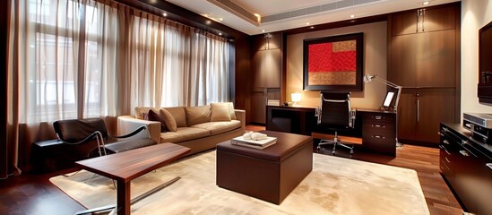 Living room with a couch, chair, table, and television