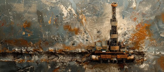 Relentless Progress: Drilling Rig Penetrates Earth's Depths in Quest for Resources - obrazy, fototapety, plakaty