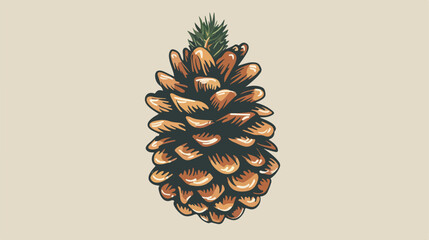 Pinecone icon. Hand-drawn botany Christmas icon. Do
