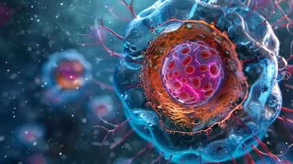 Fotobehang A crosssection of a cell displaying its internal structure with a central axoneme surrounded by a ring of mitochondria and the plasma © Justlight