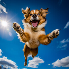 lifestyle photo Dog jumping in the air.