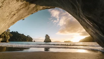 Deurstickers view from the cave at cathedral cove coromandel new zealand 39 © Adrian