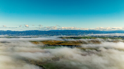 Drone views of the Wairarapa Valley above the clouds