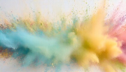 rainbow colored powder is spray painted on the background of white background impressionist collages with primary colors light blue and green header size