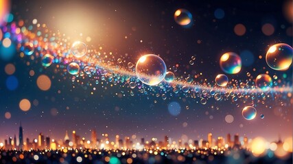 blurry, confetti, water, bubbles, bokeh, lights, multicolored, light, depth of field, abstract, background, multicolor, rainbow, haze, city lights, christmas light, soap bubbles - obrazy, fototapety, plakaty