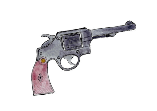 Watercolor picture of classical pistol