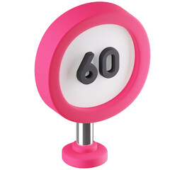3D Icon Speed Limit Sign Illustration
