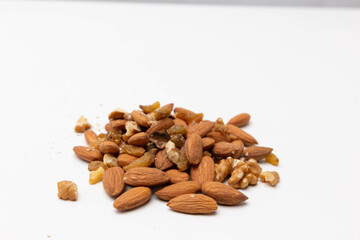 Mixed nuts on white background