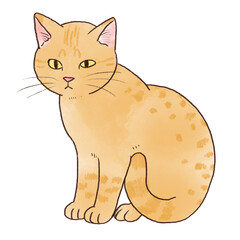 座っている茶トラ猫のイラスト